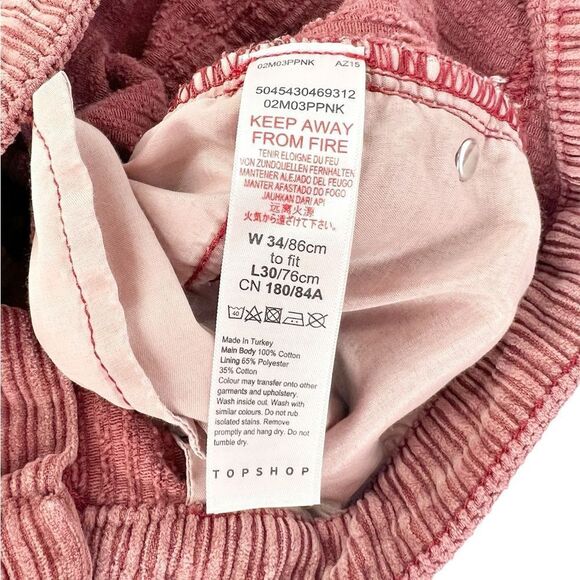 Topshop MOM Jeans Dusty Rose Pink Corduroy Tapered Leg Size 34 - Picture 7 of 7